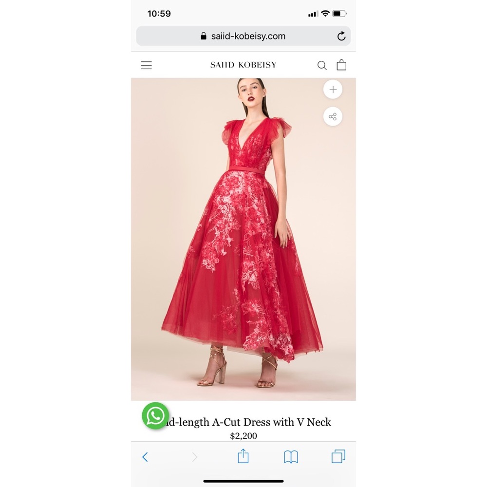 Saiid Kobeisy red high low strapless dress.